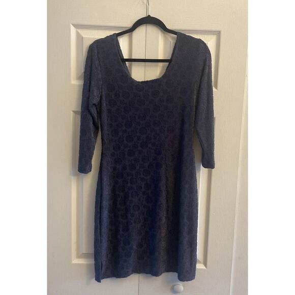 All That Jazz Womens'‎ Large Blue Floral Brocade Velvet Burnout Y2K Dress - Picture 5 of 5